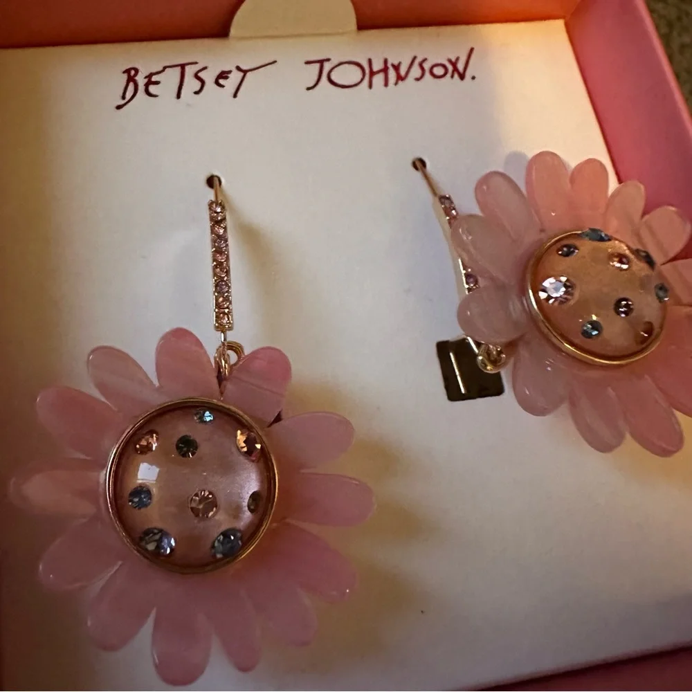 Betsey Johnson Pink Daisy Drop Earrings